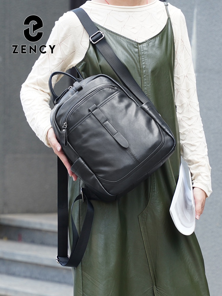 Leather Work Womens Backpack - Mochila feminina de couro genuíno Zency,