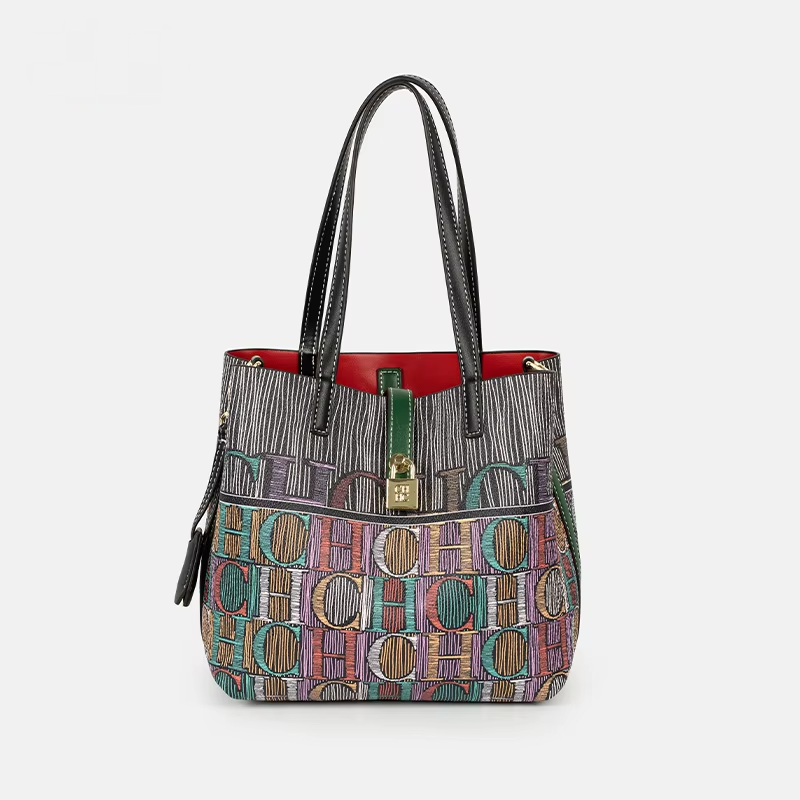 Leather Work In Art - Bolsa Bucket CH Art Colorida Estampada