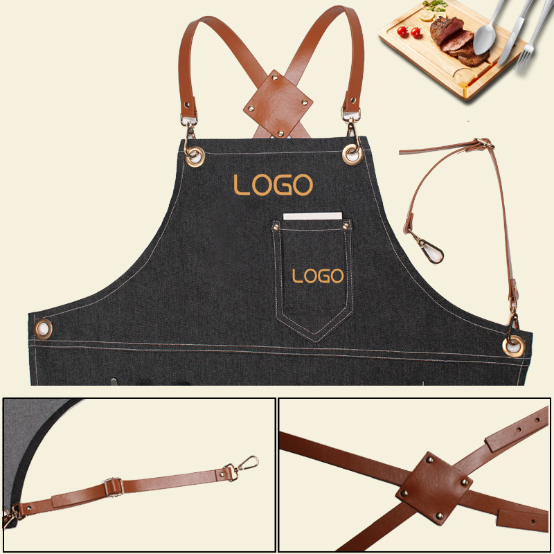 Avental de trabalho jeans com  - Leatherwork Logo avaliação e preço